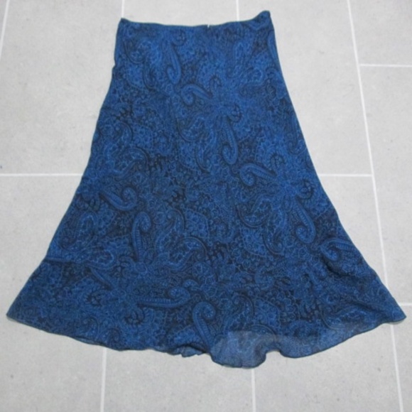 Sundance Sheer Teal Paisley Midi Skirt, Size 14 - Picture 2 of 7